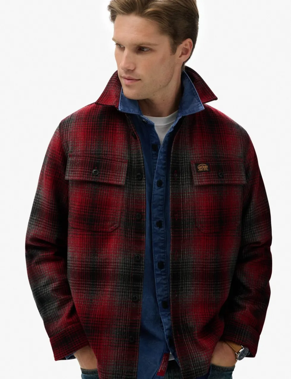 Wool Blend Checked Overshirt