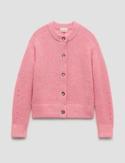 Wool Blend Crew Neck Button Through Cardigan