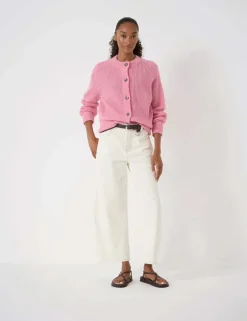 Wool Blend Crew Neck Button Through Cardigan