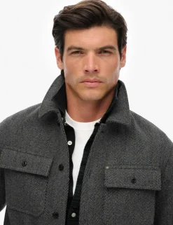Wool Blend Herringbone Overshirt