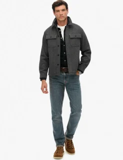 Wool Blend Herringbone Overshirt