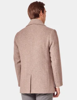 Wool Blend Herringbone Pea Coat