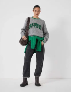 Wool Blend Off Piste Slogan Jumper
