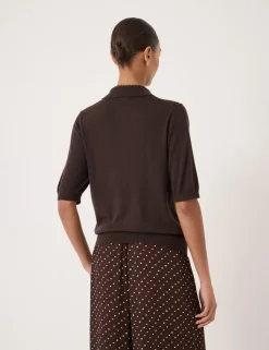 Wool Blend Polo Neck Knitted Top
