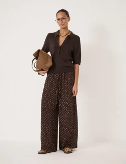 Wool Blend Polo Neck Knitted Top