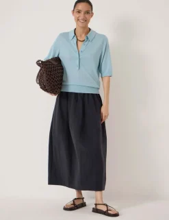 Wool Blend Polo Neck Knitted Top