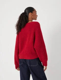 Wool Blend Ribbed Cross Front Jumper