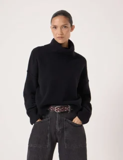 Wool Blend Roll Neck Cropped Jumper
