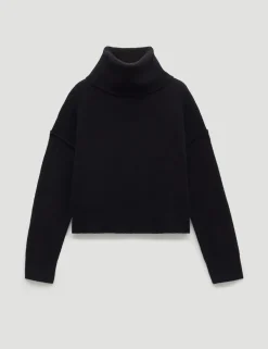 Wool Blend Roll Neck Cropped Jumper