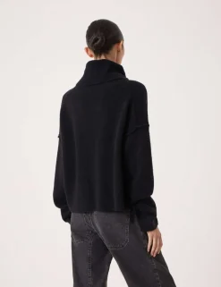 Wool Blend Roll Neck Cropped Jumper