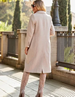 Wool Blend Single Breasted Longline Coat