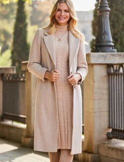 Wool Blend Single Breasted Longline Coat
