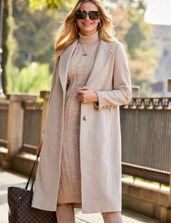 Wool Blend Single Breasted Longline Coat