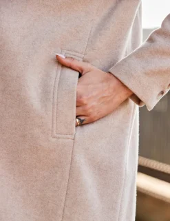 Wool Blend Single Breasted Longline Coat