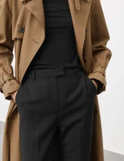 Wool Blend Slim Fit Ankle Grazer Trousers