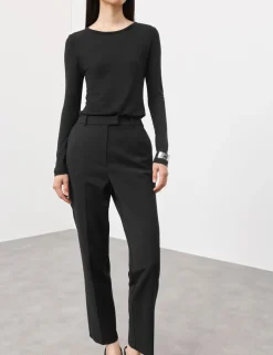 Wool Blend Slim Fit Ankle Grazer Trousers