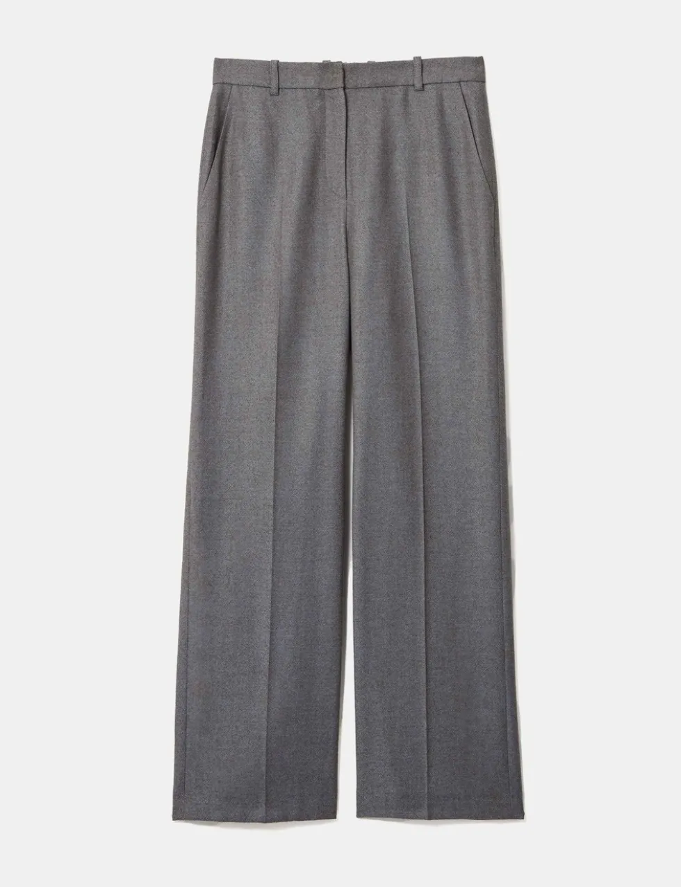 Wool Blend Straight Leg Trousers