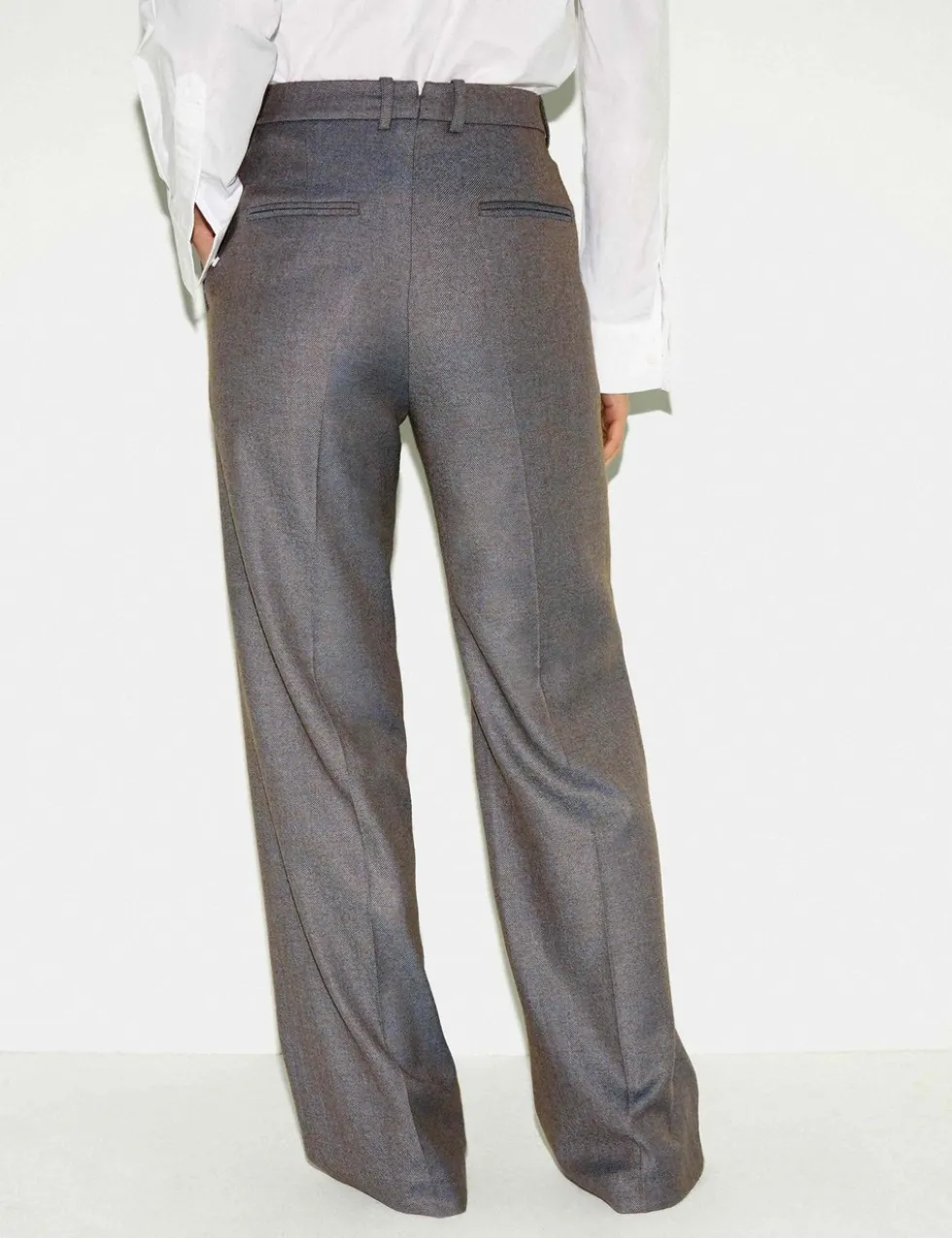 Wool Blend Straight Leg Trousers