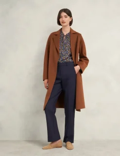 Wool Blend Straight Leg Trousers