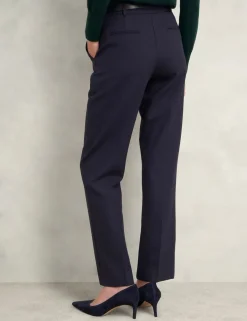 Wool Blend Straight Leg Trousers