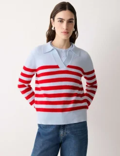 Wool Blend Striped Collared Jumper
