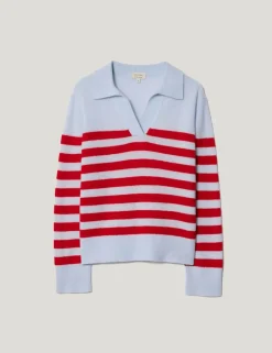 Wool Blend Striped Collared Jumper