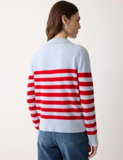 Wool Blend Striped Collared Jumper