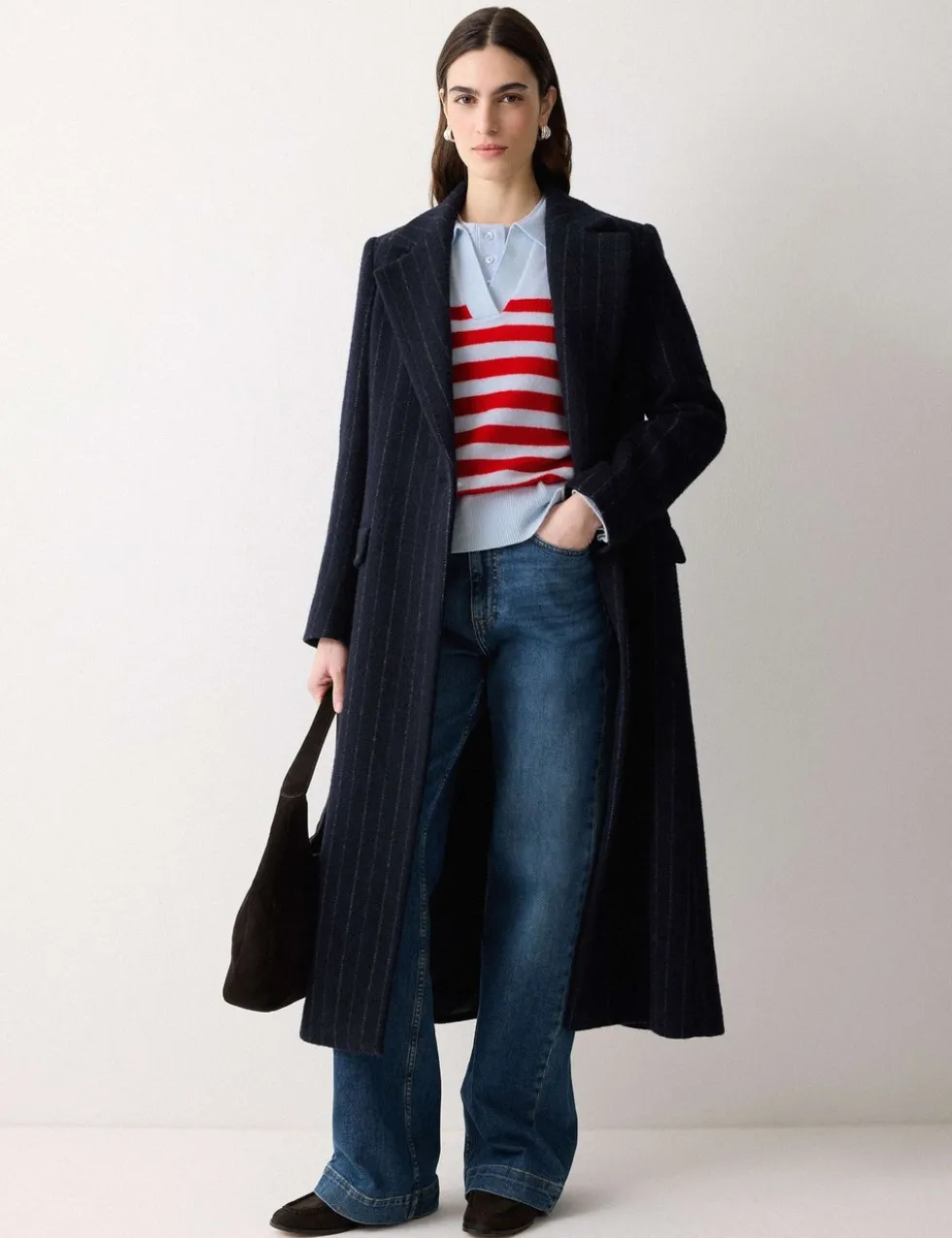 Wool Blend Striped Collared Jumper