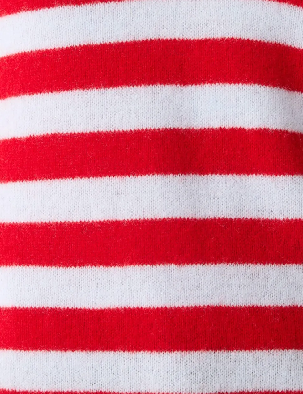 Wool Blend Striped Collared Jumper