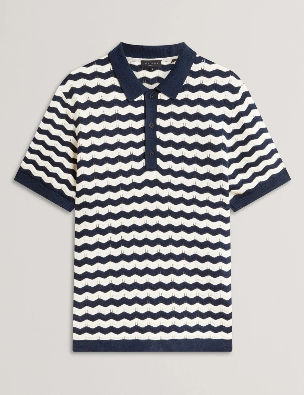 Wool Blend Striped Polo Shirt with Silk