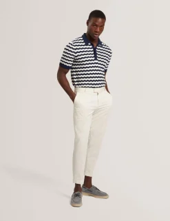 Wool Blend Striped Polo Shirt with Silk