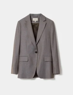 Wool Blend Tailored Single Breasted Blazer