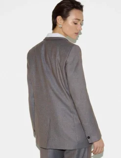 Wool Blend Tailored Single Breasted Blazer