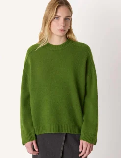 Wool Blend Textured Crew Neck Jumper