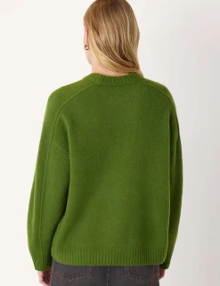 Wool Blend Textured Crew Neck Jumper