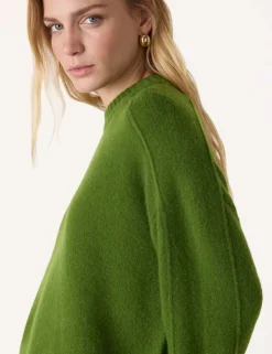 Wool Blend Textured Crew Neck Jumper