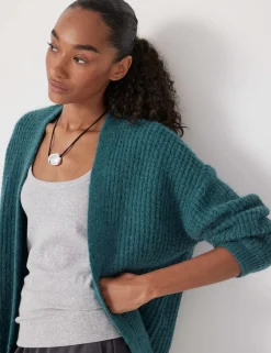 Wool Blend Textured Relaxed Cardigan