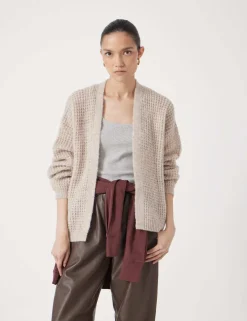 Wool Blend Textured Relaxed Cardigan