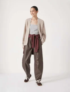 Wool Blend Textured Relaxed Cardigan