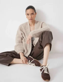 Wool Blend Textured Relaxed Cardigan