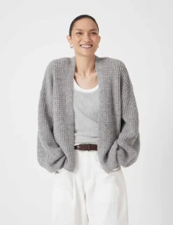 Wool Blend Textured Relaxed Cardigan