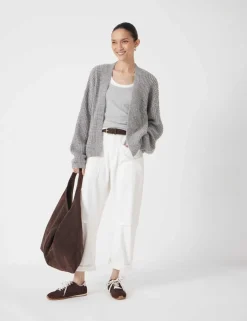 Wool Blend Textured Relaxed Cardigan
