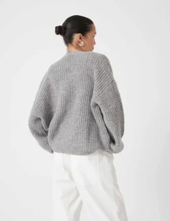 Wool Blend Textured Relaxed Cardigan