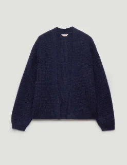 Wool Blend Textured Relaxed Cardigan