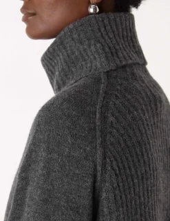 Wool Blend Textured Roll Neck Jumper