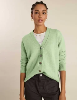 Wool Blend Textured V-Neck Cardigan
