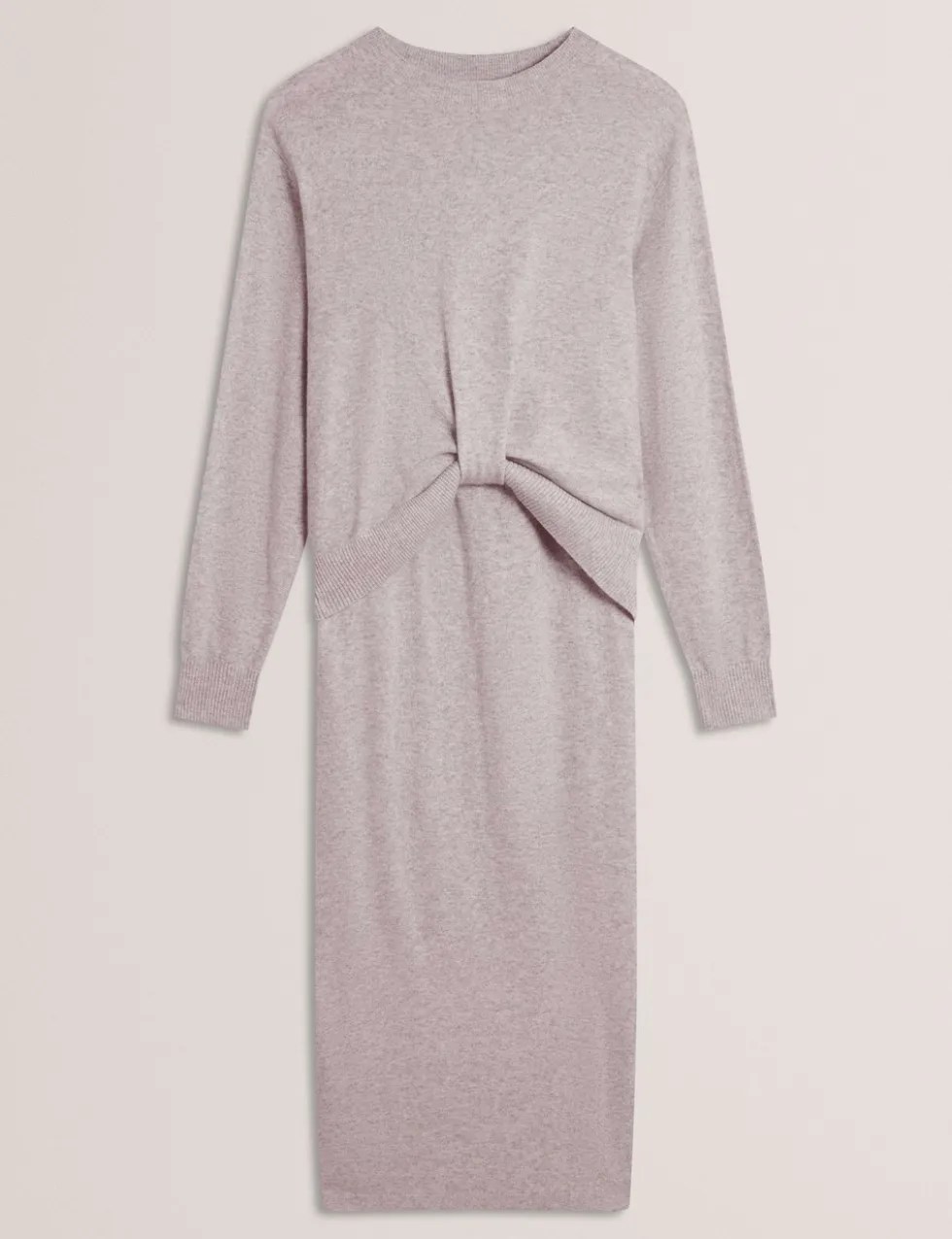 Wool Blend Twist Front Midaxi Jumper Dress