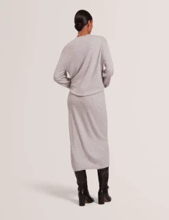 Wool Blend Twist Front Midaxi Jumper Dress