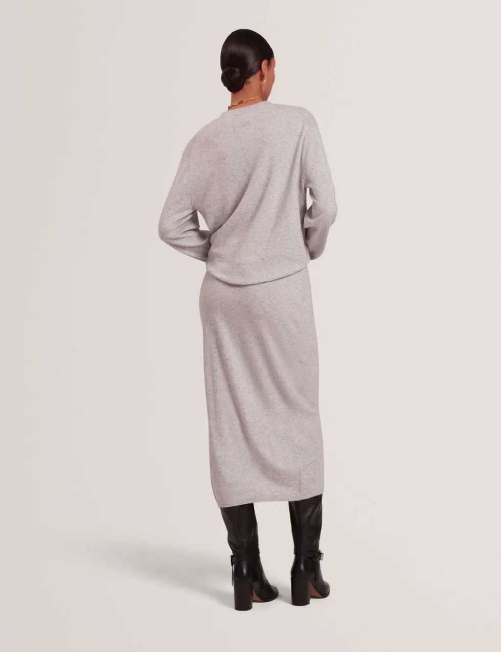 Wool Blend Twist Front Midaxi Jumper Dress