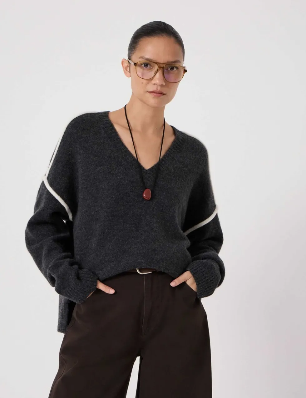 Wool Blend V-Neck Jumper